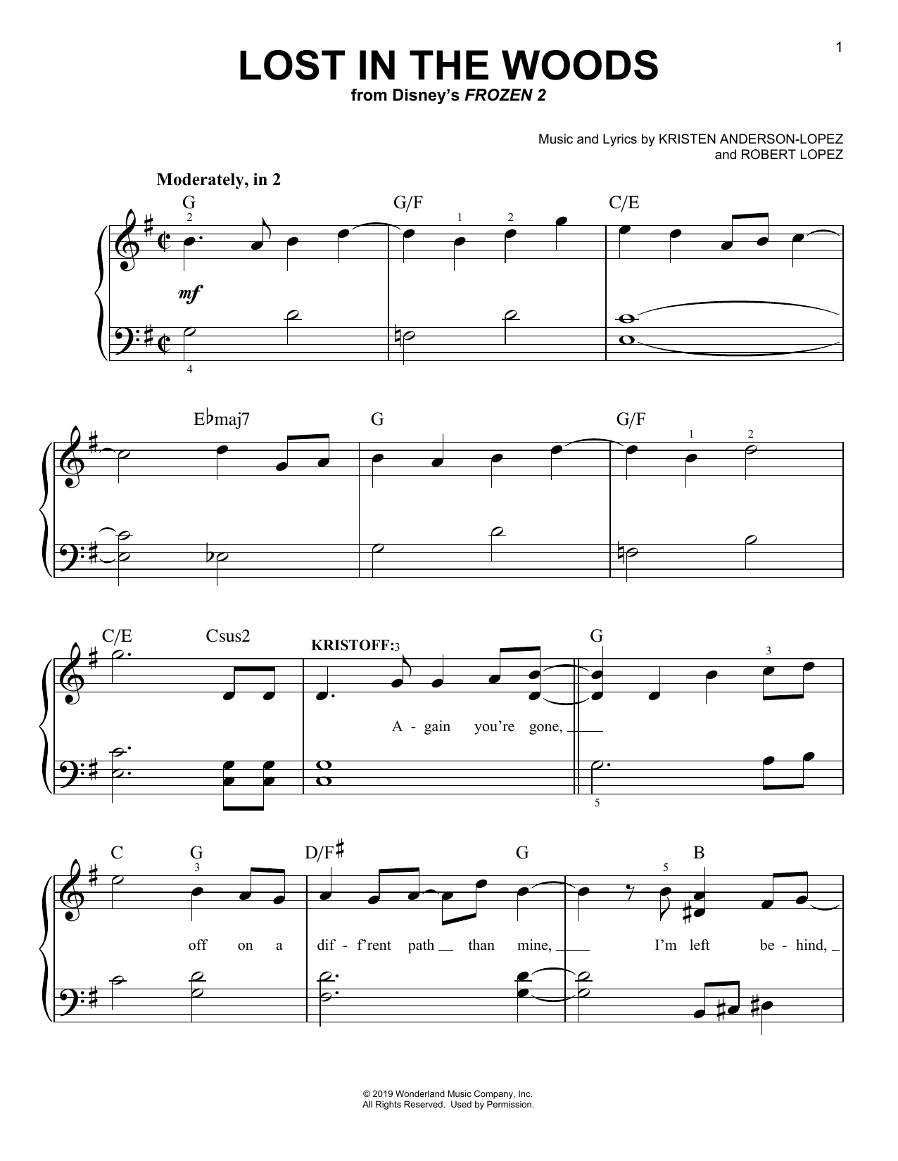 Produktbild zu: Lost In The Woods (from Disney's Frozen 2)