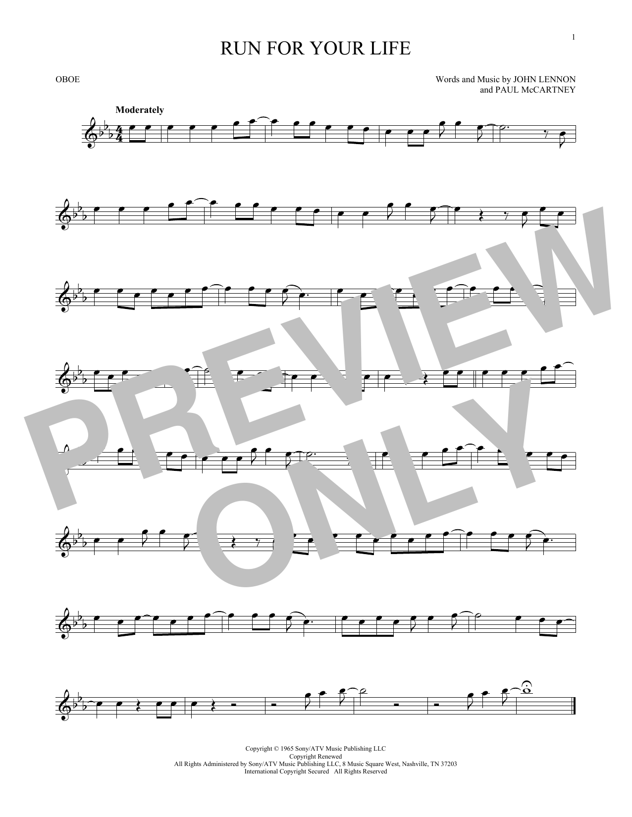 Produktgalerie: Seite 1 von 1 Run For Your Life, The Beatles, Oboe