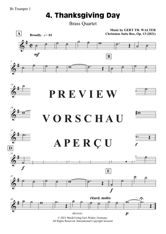 gallery: Thanksgiving Day , , (Blechbläser Quartett - 2x Trompete in B, Horn in F + Posaune)