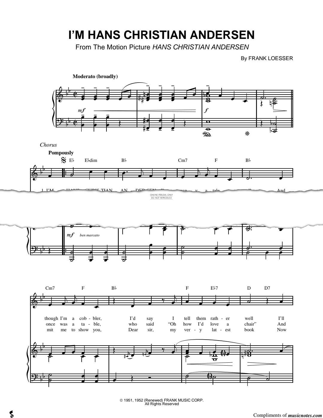 Produktgalerie: Seite 1 von 1 I'm Hans Christian Andersen, Frank Loesser, Gesang, Gitarre, Klavier