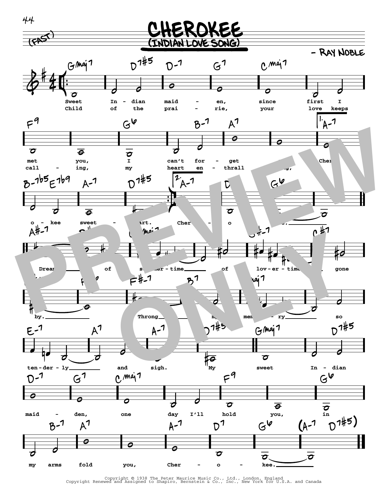 Produktbild zu: Cherokee (Indian Love Song) (Low Voice)