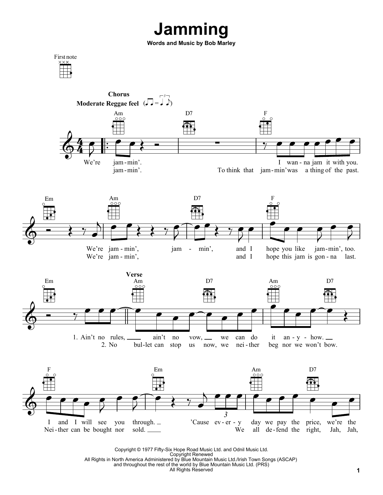 Product gallery: Page 1 of 1 Jamming, Bob Marley