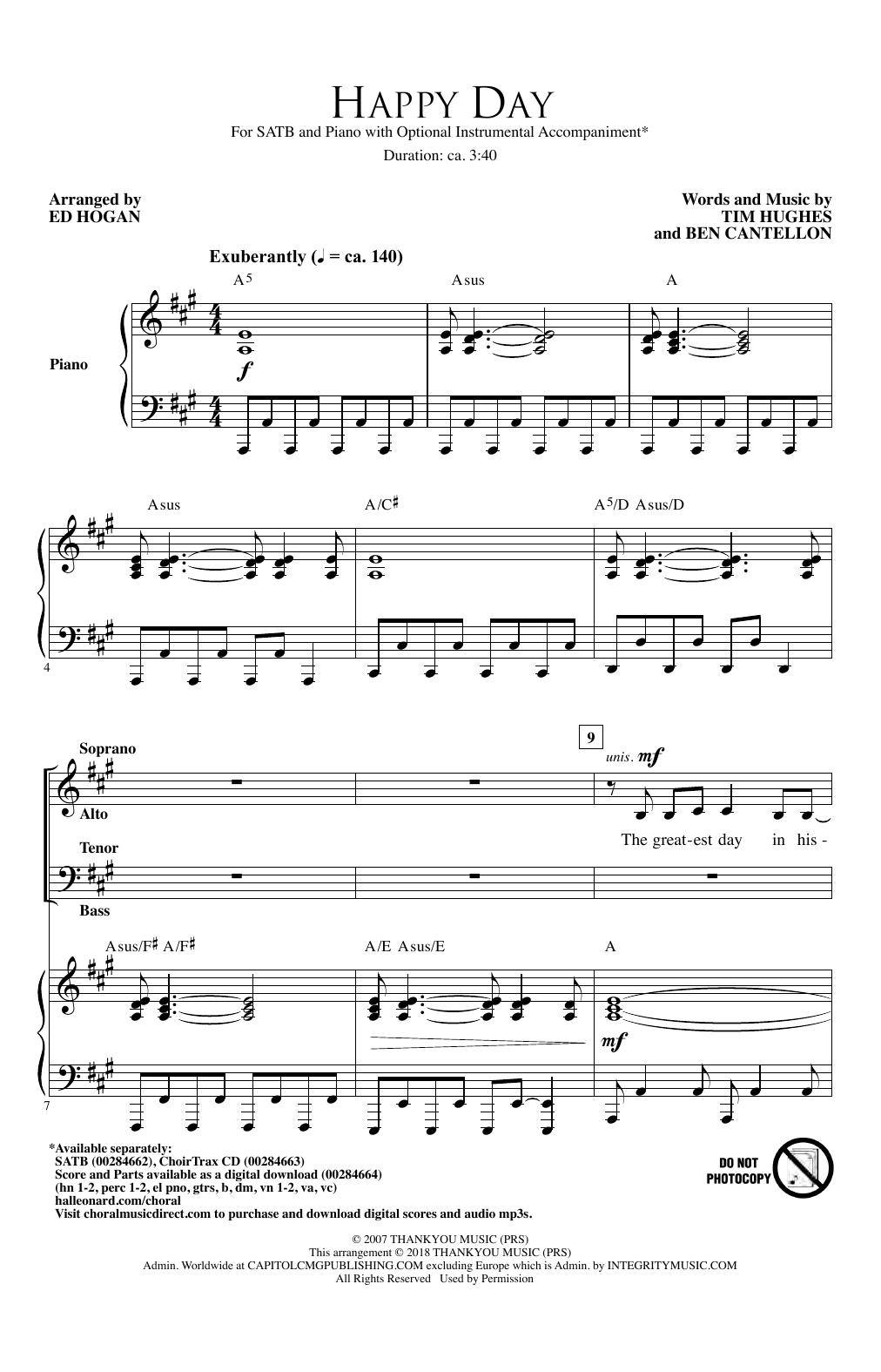 Product picture to: Happy Day (arr. Ed Hogan)