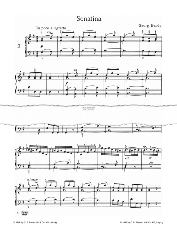 Produktgalerie: Seite 1 von 1 Sonatina, Un poco allegretto, Georg Benda, Klavier