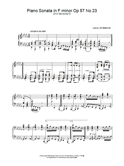Product gallery: Page 1 of 1 Piano Sonata in F minor Op 57 No 23, Ludwig Van Beethoven