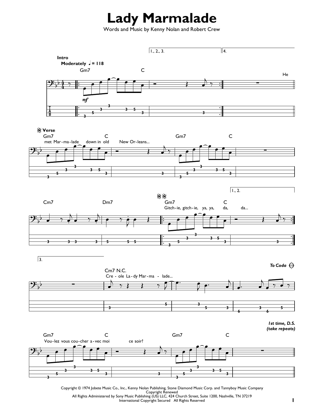 Produktgalerie: Seite 1 von 1 Lady Marmalade, Patty LaBelle, E-Bass, Gitarre