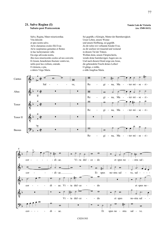 Product picture to: Salve Regina (I)Tomás Luis de Victoria