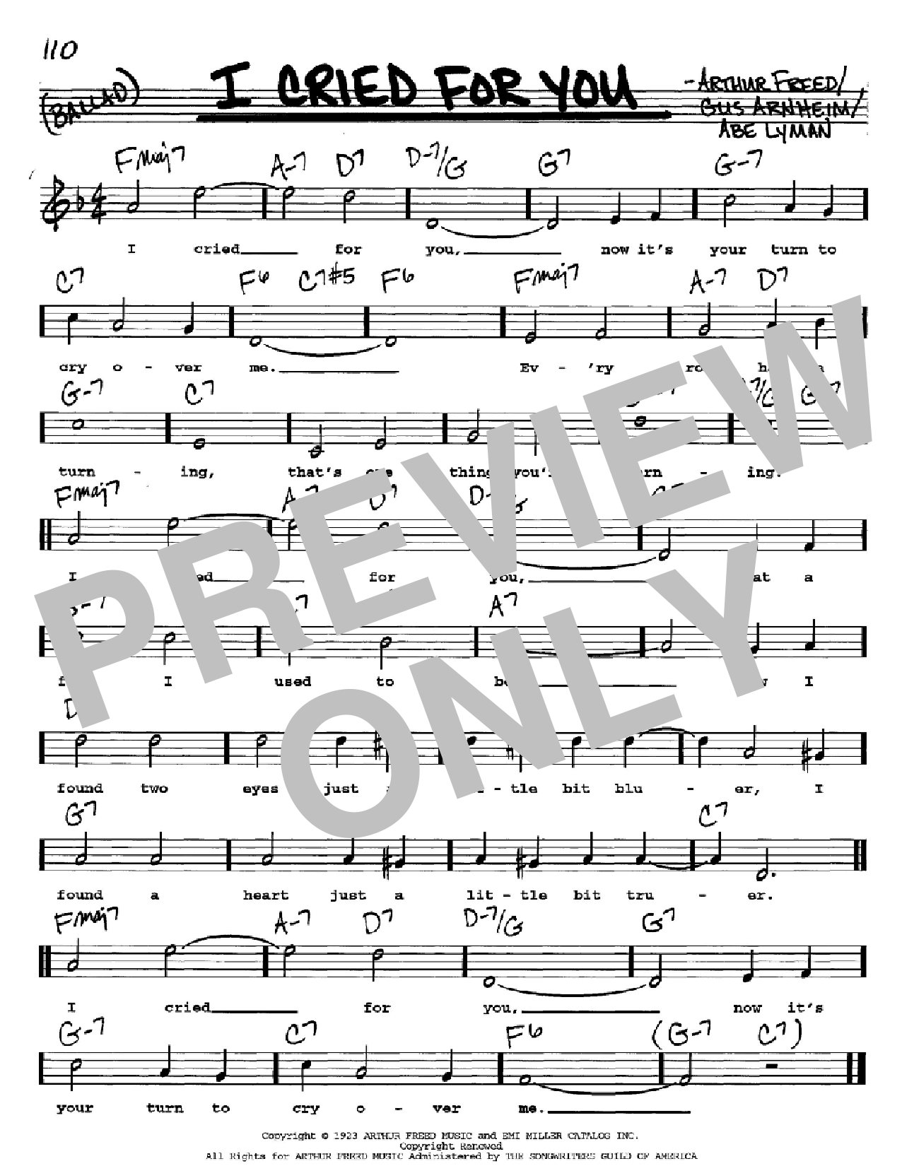 Product gallery: Page 1 of 1 I Cried For You, Abe Lyman