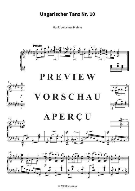 Produktgalerie: Seite 4 von 7 Ungarischer Tanz Nr. 10 , , Klavier Solo