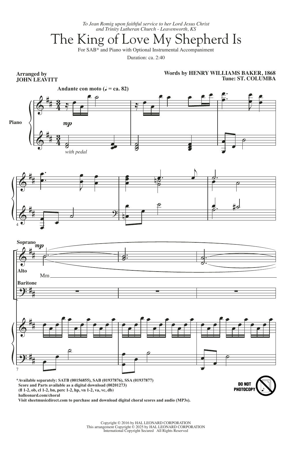 Produktgalerie: Seite 1 von 1 The King Of Love My Shepherd Is (arr. John Leavitt), Traditional Irish Melody, Chor