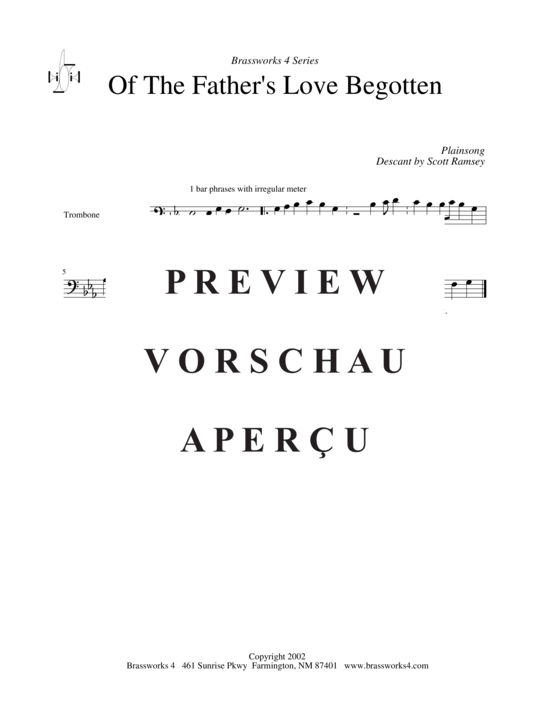 Produktgalerie: Seite 9 von 9 Of the Father's Love Begotten, , (2xTrompete in B, Horn in F, Posaune)
