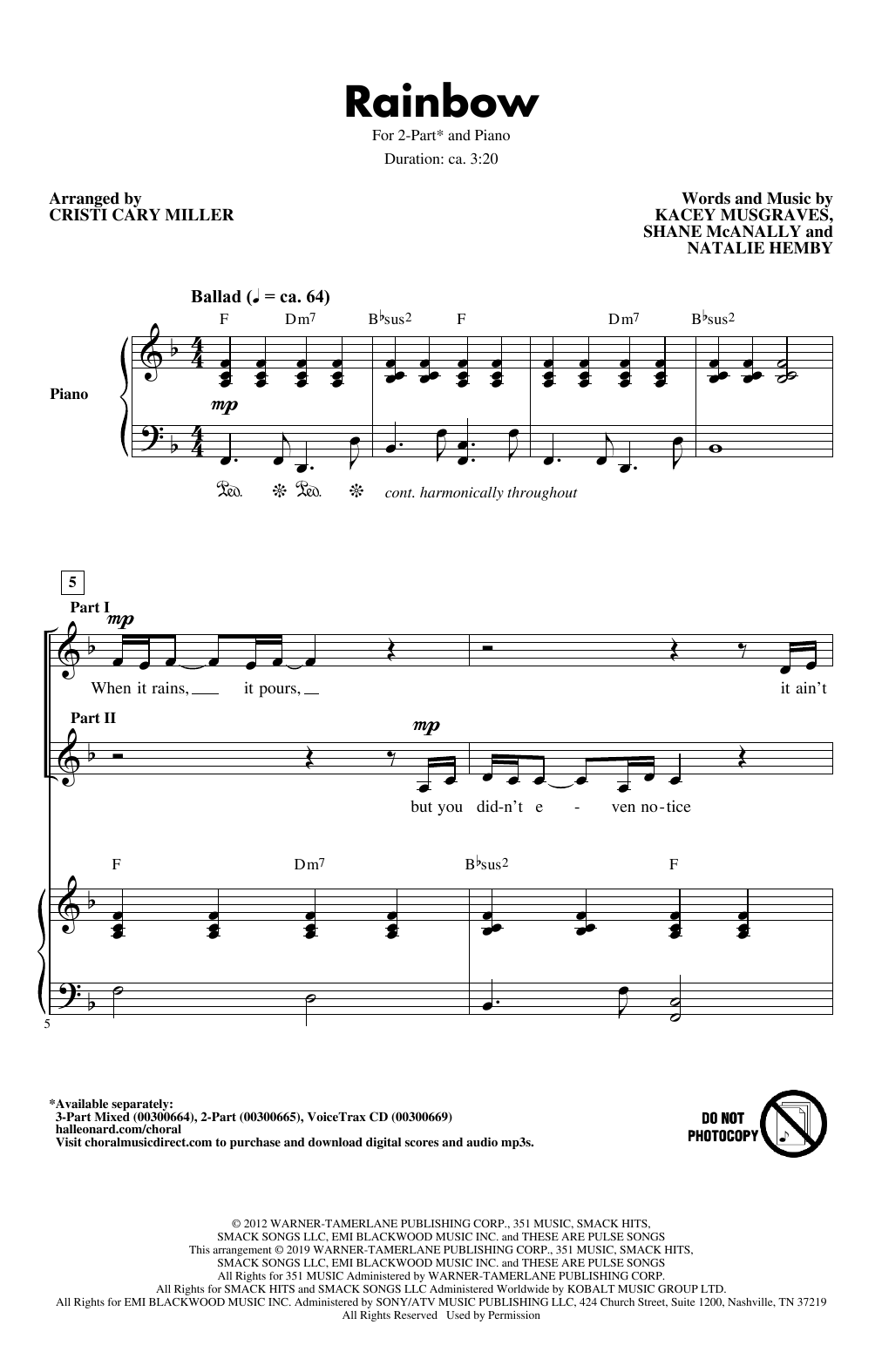 Produktbild zu: Rainbow (arr. Cristi Cary Miller)