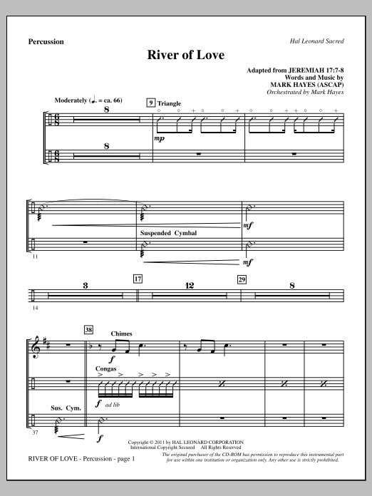 Produktgalerie: Seite 1 von 1 River Of Love - Percussion, Mark Hayes, Chor