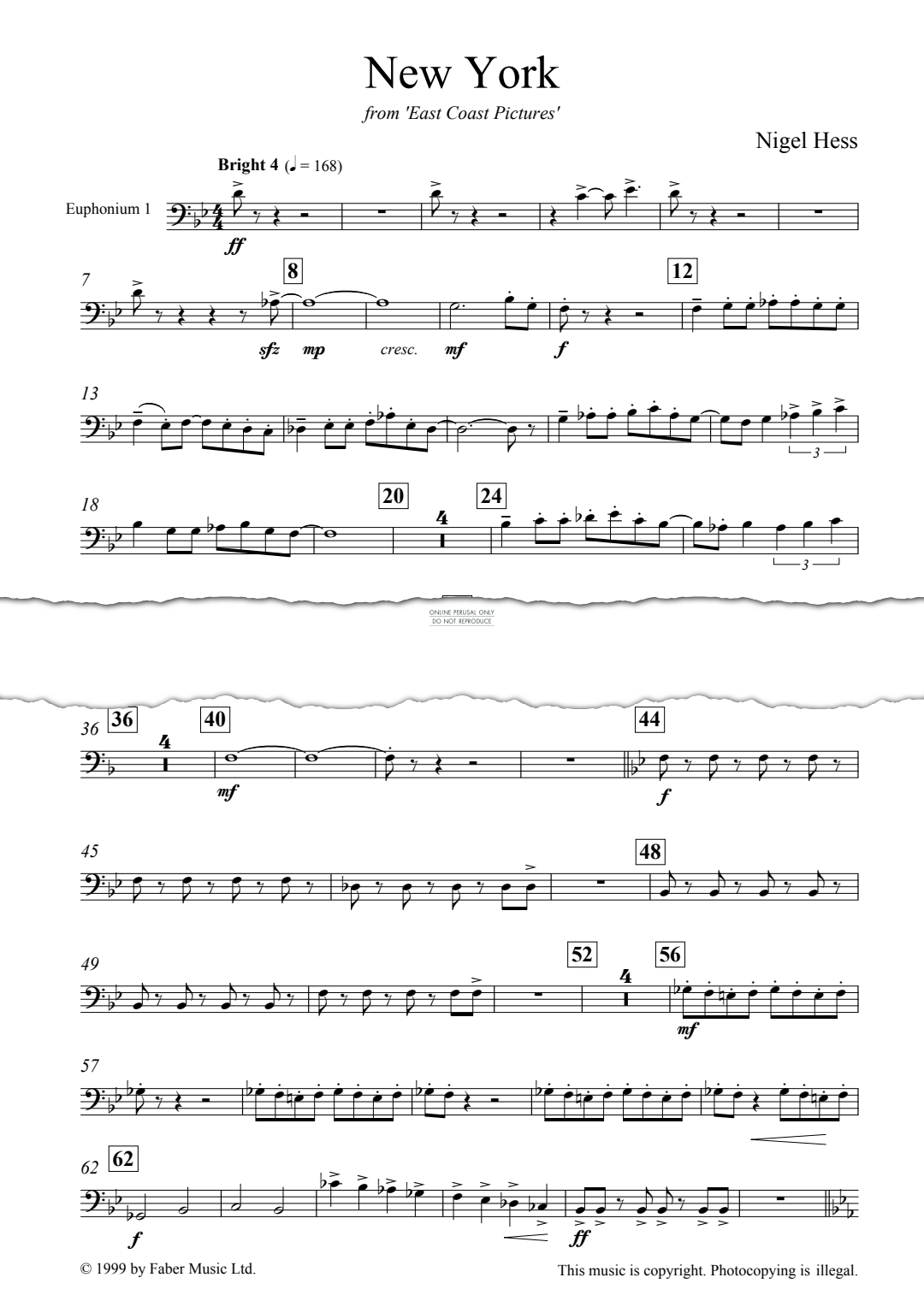 New York (from 'East Coast Pictures') (Nigel Hess) | Sheet Music