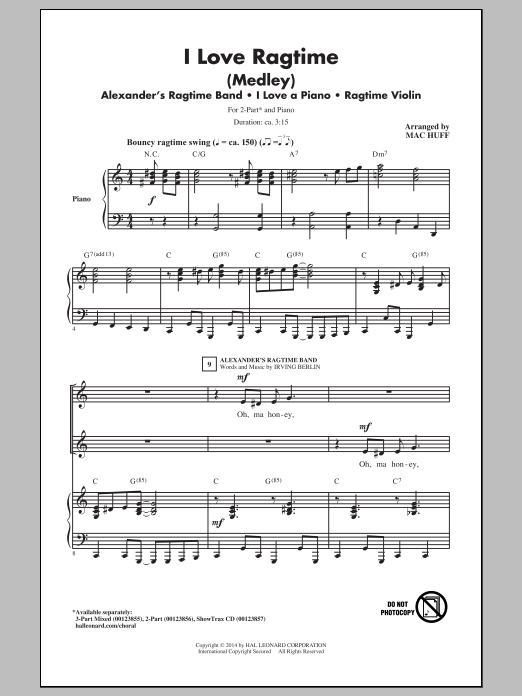 Product picture to: I Love Ragtime (Medley)