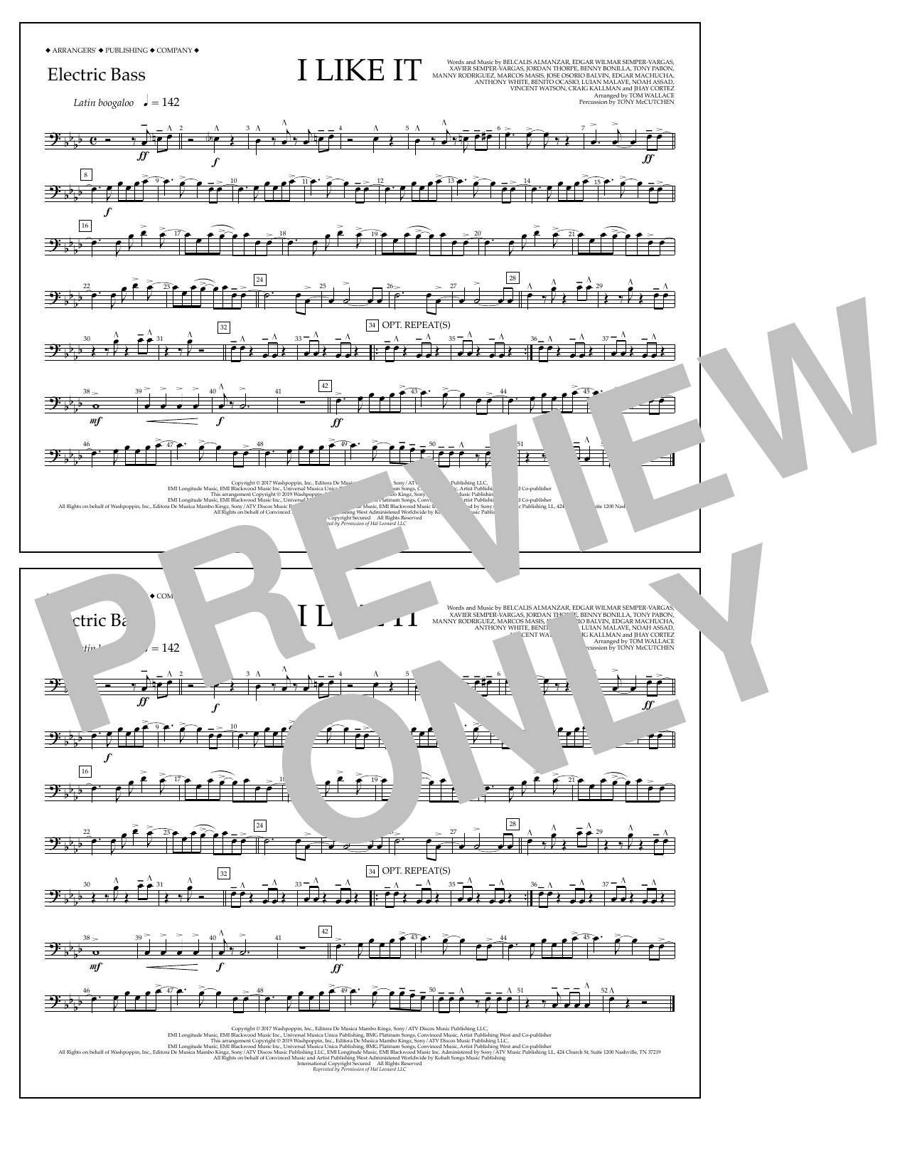 Produktgalerie: Seite 1 von 1 I Like It (arr. Tom Wallace) - Electric Bass, Cardi B, Bad Bunny & J Balvin, Ensemble