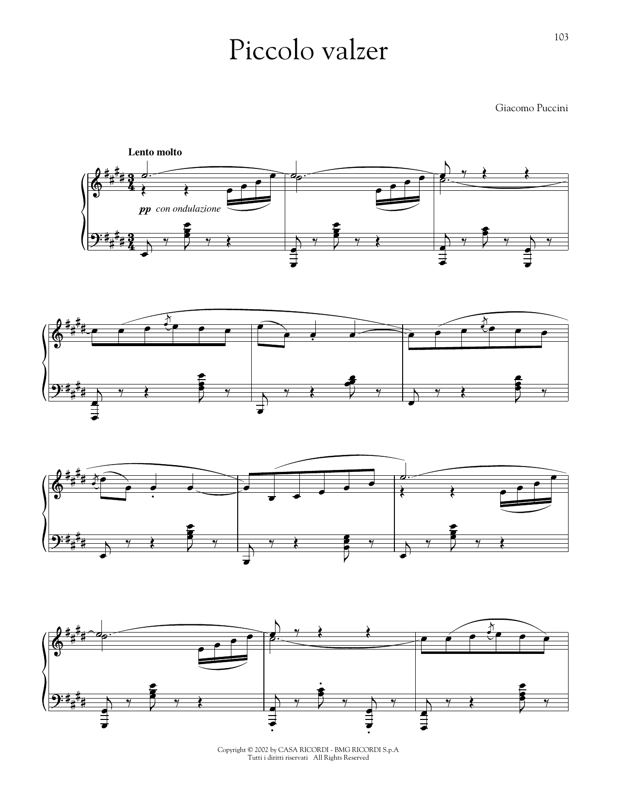 Product gallery: Page 1 of 1 Piccolo walzer (Little Waltz), Giacomo Puccini