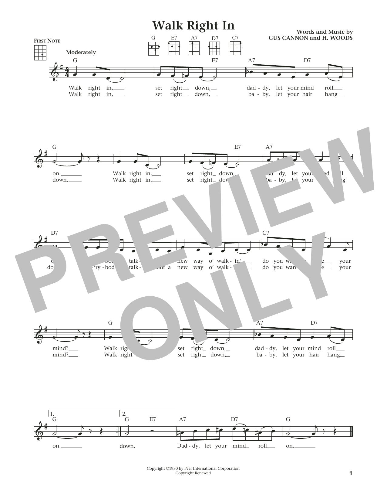 Product gallery: Page 1 of 1 Walk Right In (from The Daily Ukulele) (arr. Liz and Jim Beloff), The Rooftop Singers