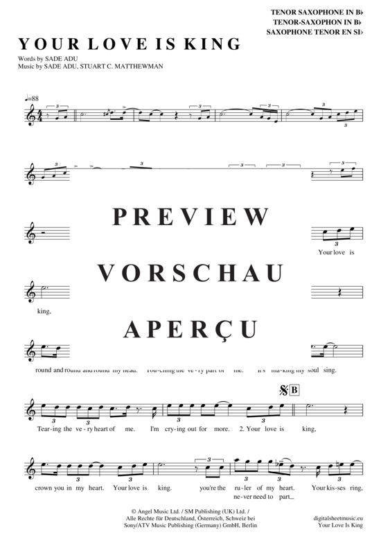 Product gallery: Page 2 of 4 Your love is king , Sade, Tenor Saxophone