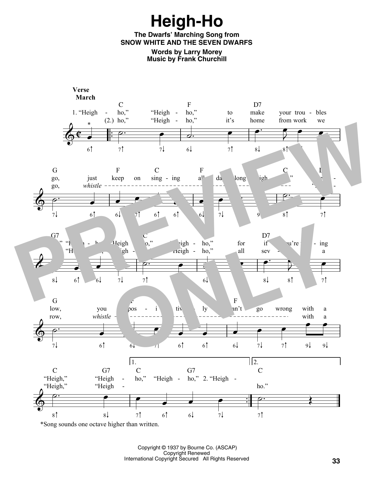 Produktgalerie: Seite 1 von 1 Heigh-Ho (from Snow White And The Seven Dwarfs), Larry Morey & Frank Churchill, Akkordeon