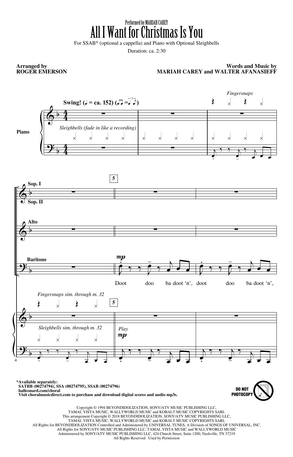 Produktbild zu: All I Want For Christmas Is You (arr. Roger Emerson)