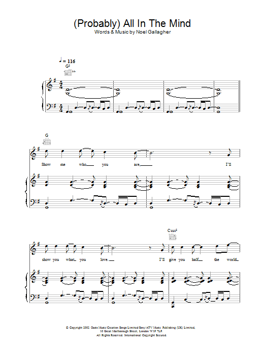 Produktgalerie: Seite 1 von 1 (Probably) All In The Mind, Oasis, Gesang, Gitarre, Klavier