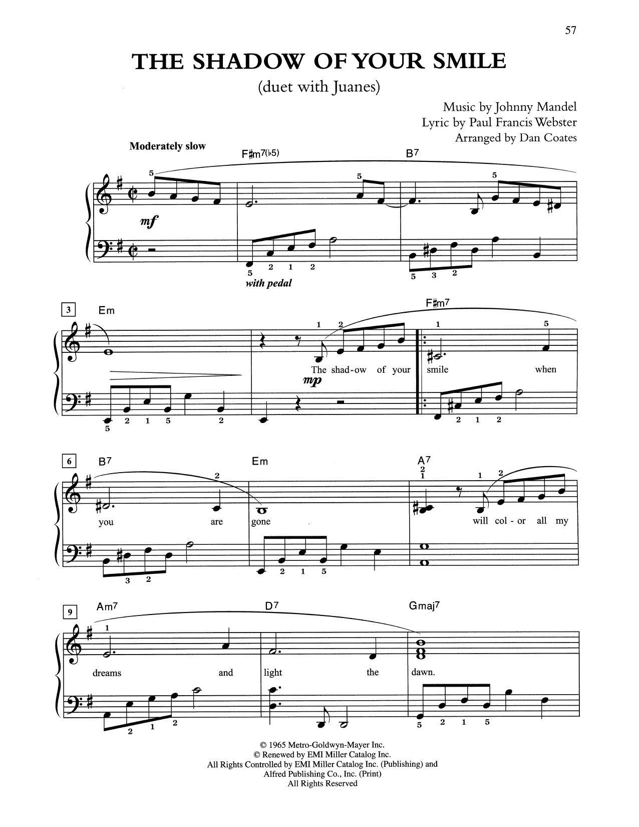 Produktbild zu: The Shadow Of Your Smile (arr. Dan Coates)