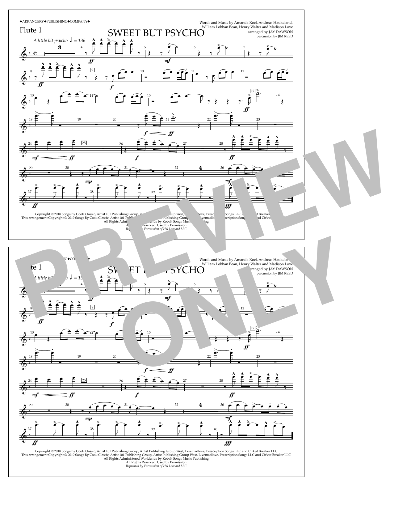 Produktbild zu: Sweet But Psycho (arr. Jay Dawson) - Flute 1