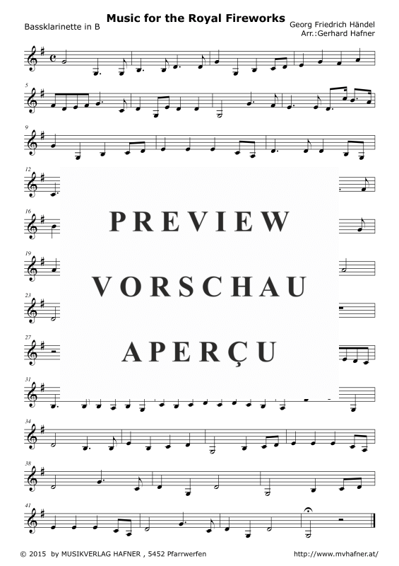 Product gallery: Page 9 of 9 Music for the Royal Fireworks, , (Clarinet Quintet)