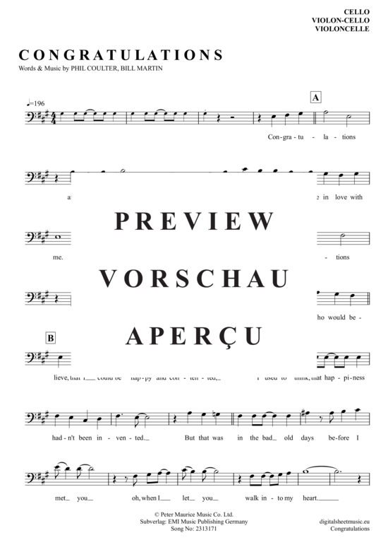 Produktgalerie: Seite 2 von 4 Congratulations , Richard, Cliff, (Violoncello)