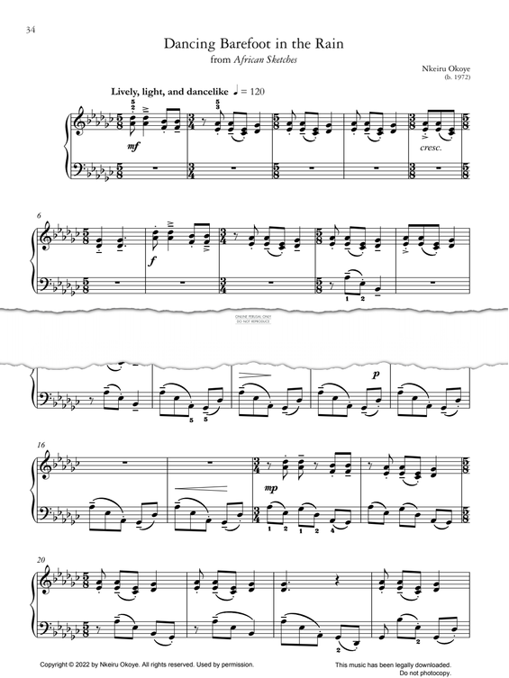 Produktgalerie: Seite 1 von 1 Dancing Barefoot in the Rain (from African Sketches), Nkeiru Okoye, Klavier