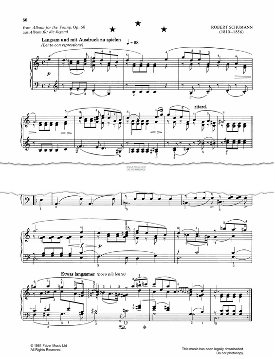 Product gallery: Page 1 of 1 * * *: No. 30 from Album für die Jugend, Op. 68, Robert Schumann