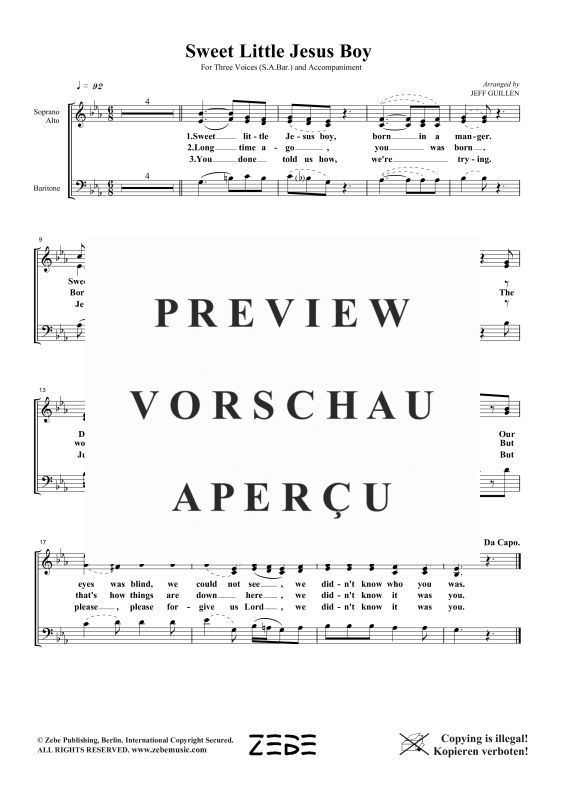 gallery: Sweet Little Jesus Boy, , Gemischter Chor SAB und Klavier