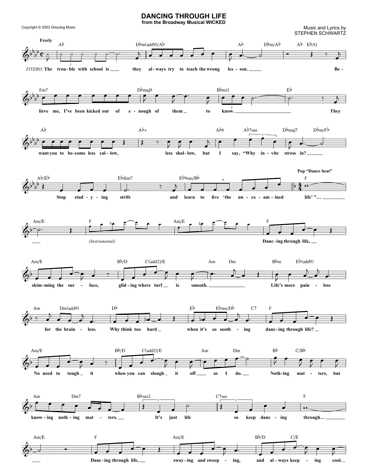 Produktbild zu: Dancing Through Life (from Wicked)