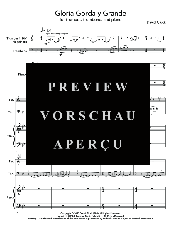 Produktgalerie: Seite 5 von 11 Gloria Gorda y Grande, , (Trio Posune, Trompete in Bb/Flügelhorn + Klavier)