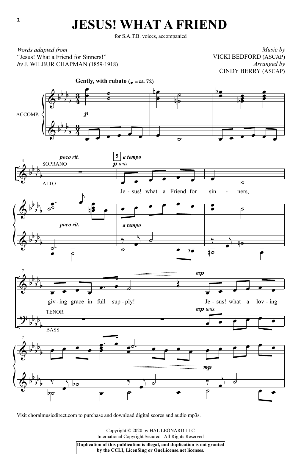 Product picture to: Jesus! What A Friend (arr. Cindy Berry)