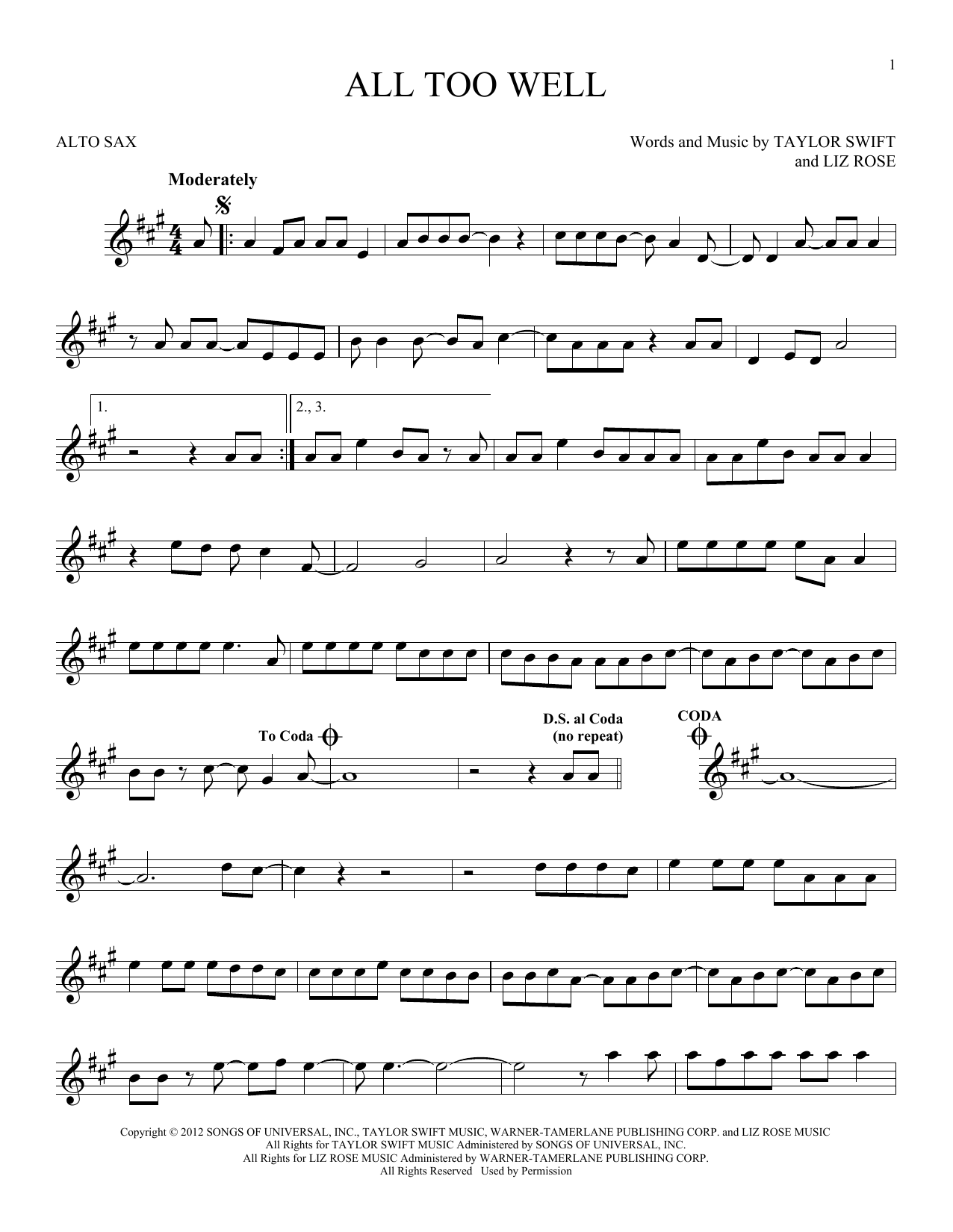 Product gallery: Page 1 of 1 All Too Well, Taylor Swift