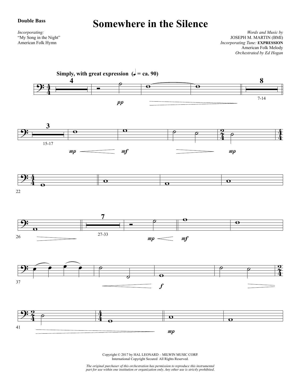 Produktbild zu: Somewhere in the Silence - Double Bass