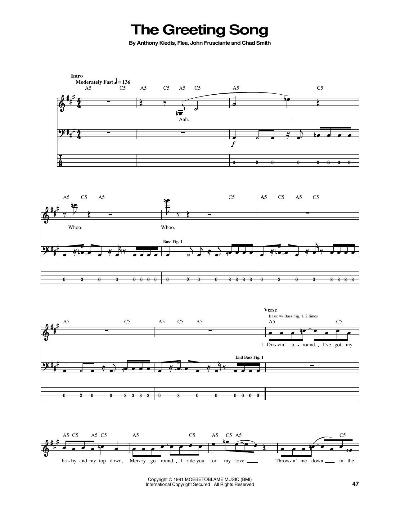 Produktgalerie: Seite 1 von 1 The Greeting Song, Red Hot Chili Peppers, E-Bass