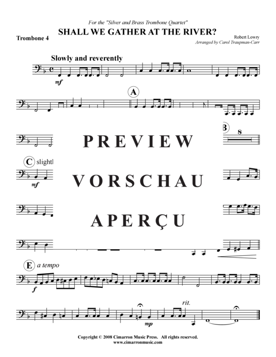 Product gallery: Page 7 of 7 Shall We Gather at the River? , , (Trombone Quartet)