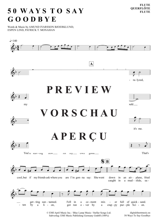 Product gallery: Page 2 of 4 50 Ways To Say Goodbye , Train, (transverse flute)