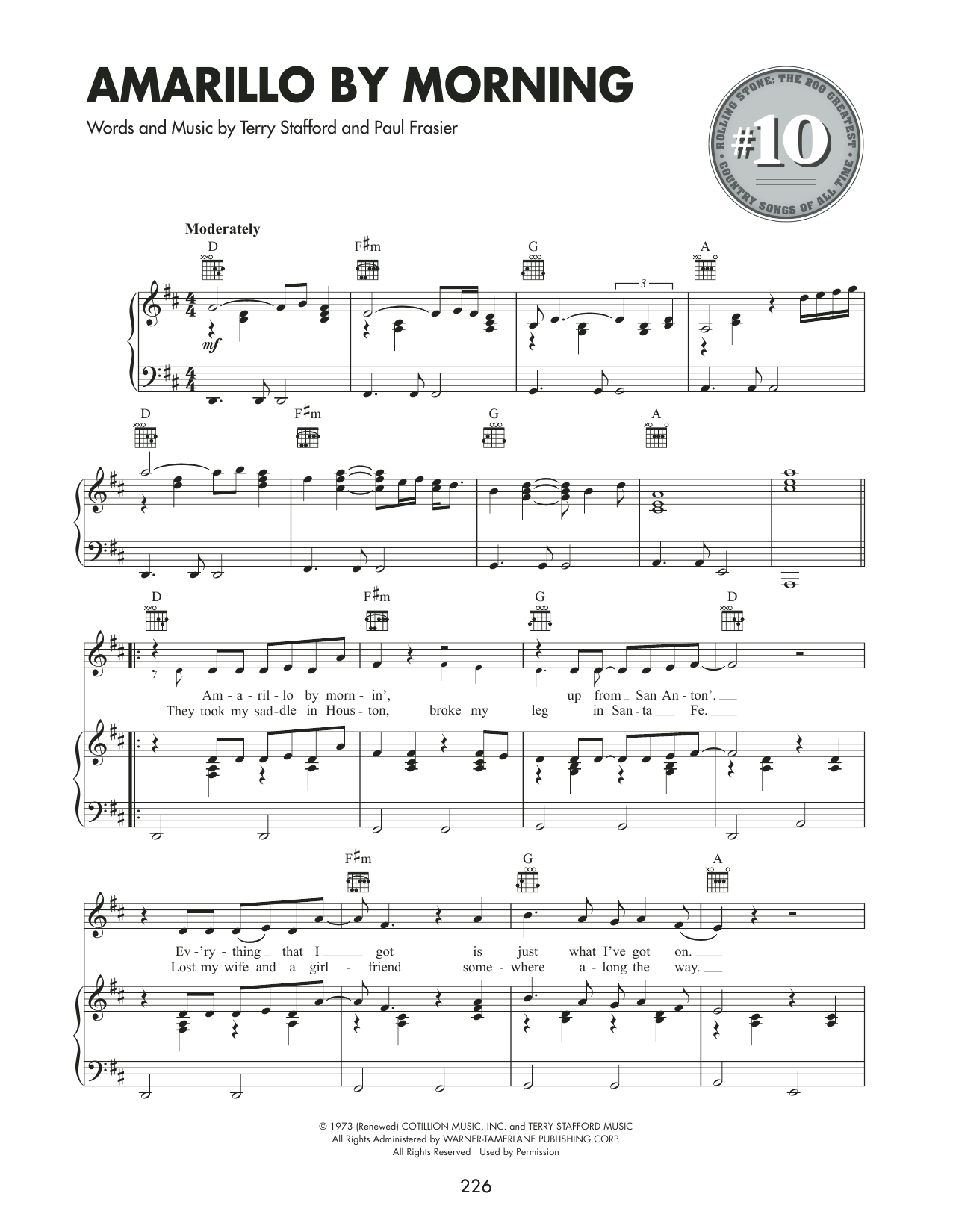 Produktgalerie: Seite 1 von 1 Amarillo By Morning, George Strait, Gesang, Gitarre, Klavier