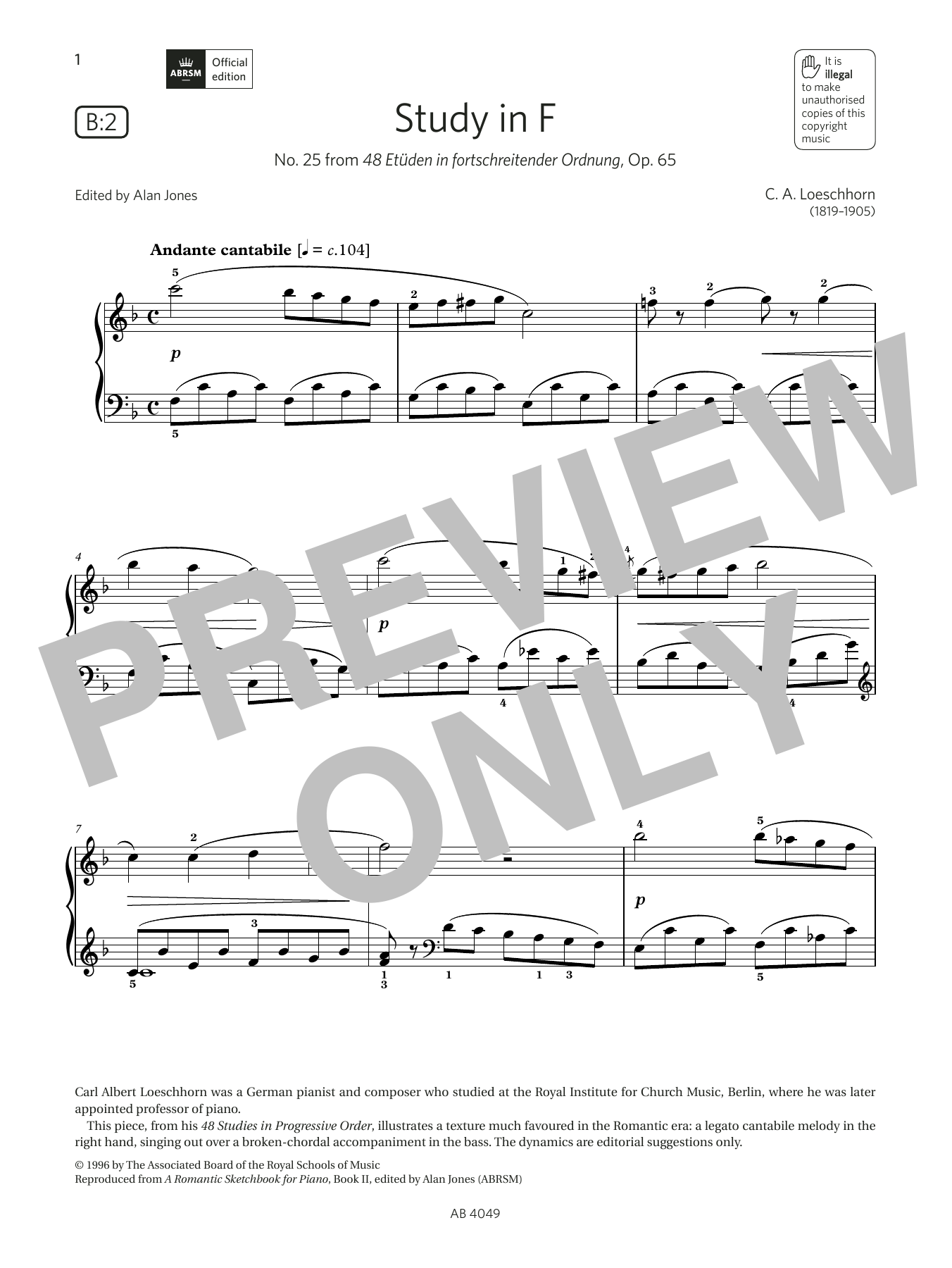 Produktbild zu: Study in F (Grade 3, list B2, from the ABRSM Piano Syllabus 2023 & 2024)