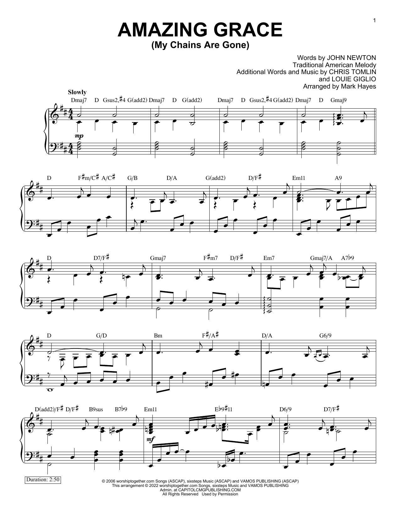 Product picture to: Amazing Grace (My Chains Are Gone) (arr. Mark Hayes)
