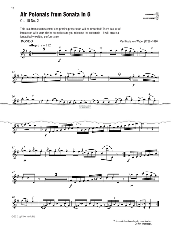 Product gallery: Page 1 of 1 Air Polonais from 'Sonata in G', Carl Maria von Weber