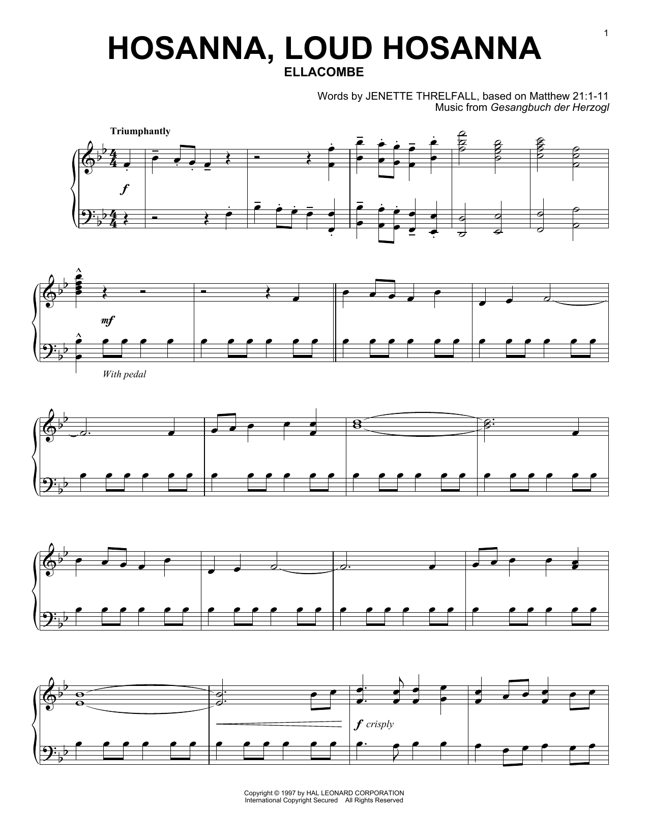 Product gallery: Page 1 of 1 Hosanna, Loud Hosanna, Gesangbuch der Herzogl