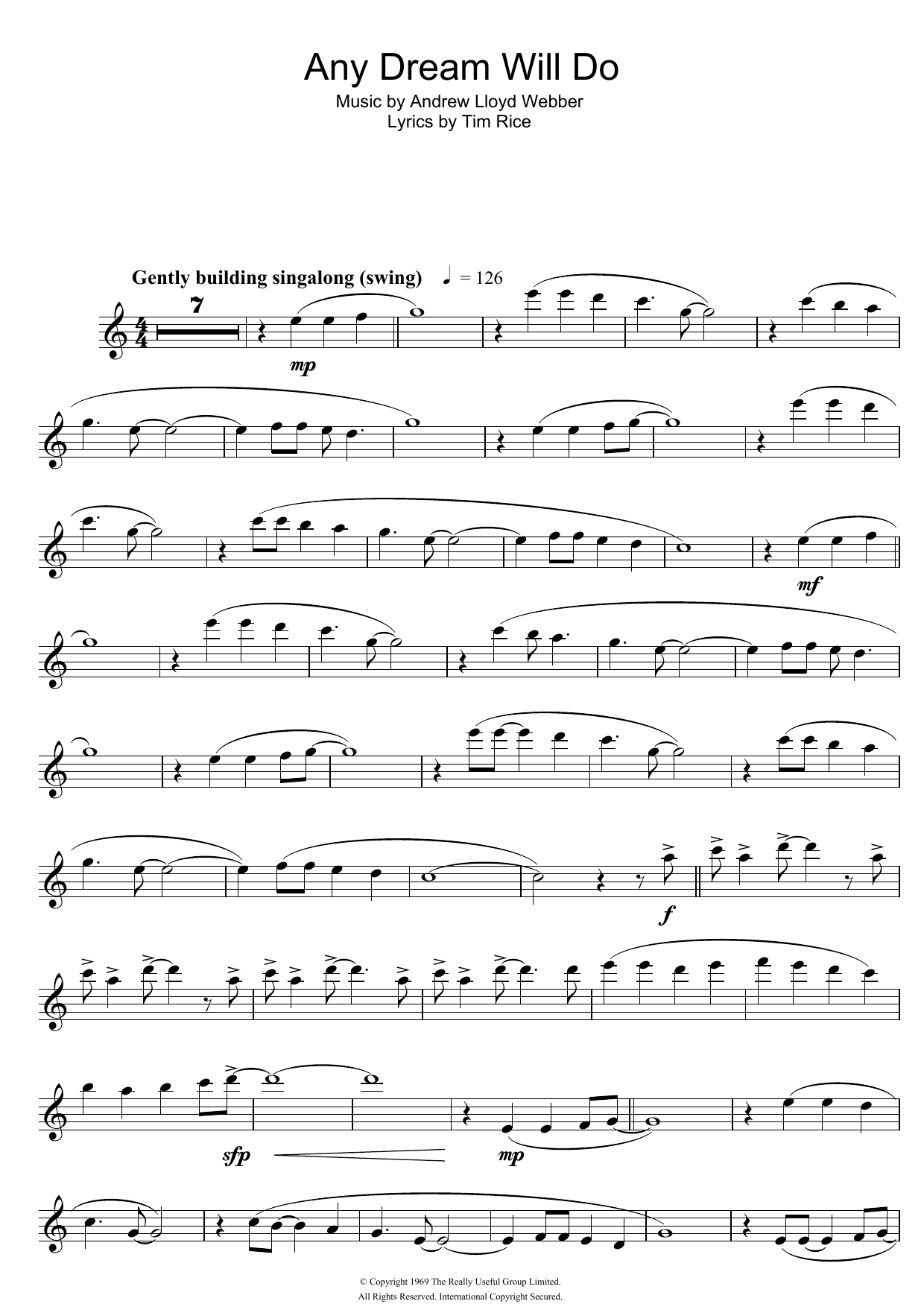 Product gallery: Page 1 of 1 Any Dream Will Do (from Joseph And The Amazing Technicolor Dreamcoat), Andrew Lloyd Webber