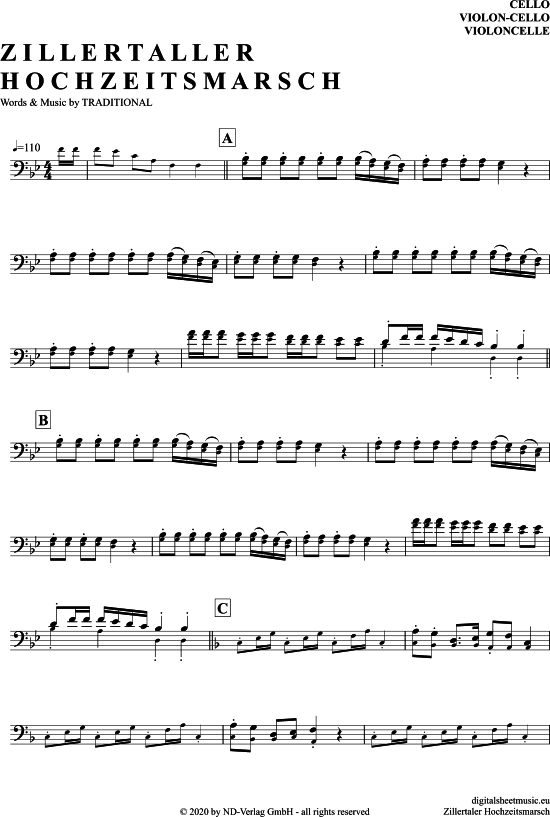 Produktbild zu: Zillertaler Hochzeitsmarsch Traditional