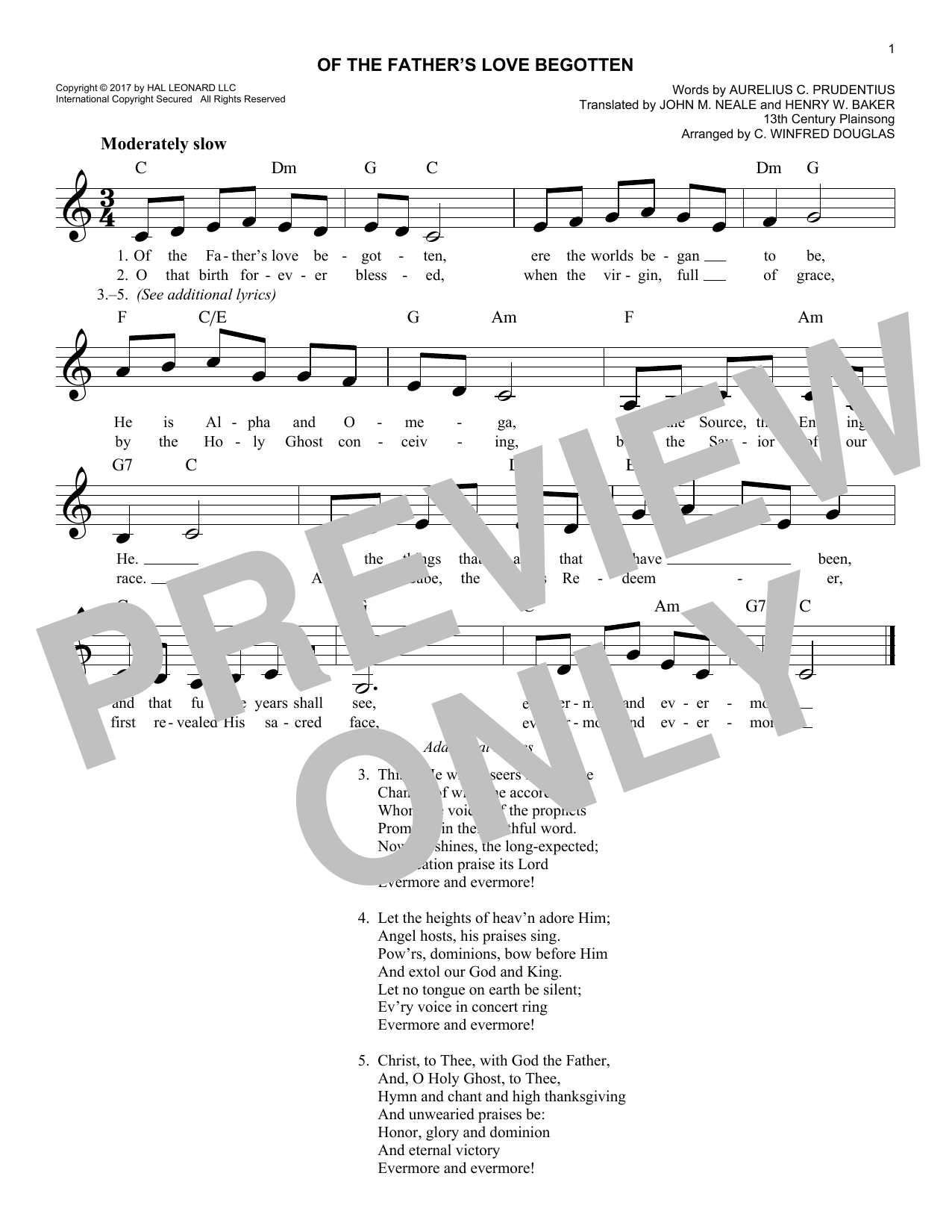 Product gallery: Page 1 of 1 Of The Father's Love Begotten, 13th Century Plainsong