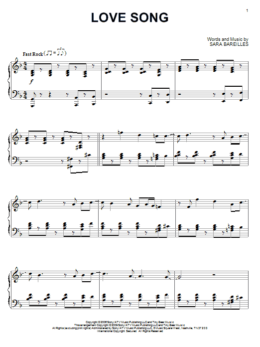 Product gallery: Page 1 of 1 Love Song, Sara Bareilles